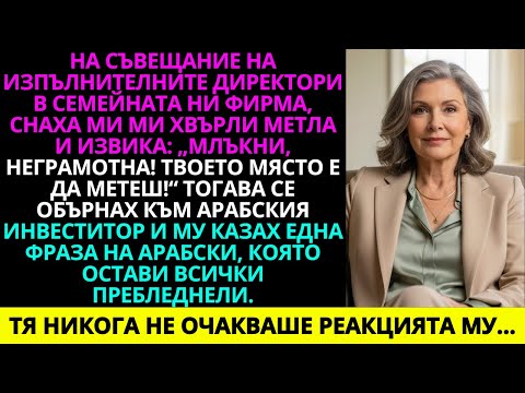 Видео: На срещата на директорите в семейната фирма снаха ми хвърли метла по мен и изкрещя: „Мълчи!“