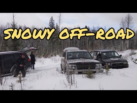 Видео: Land Cruiser 100 4Runner Pajero sport 2. Оffroad. Снега оказалось слишком много. Лебёдки пригодились