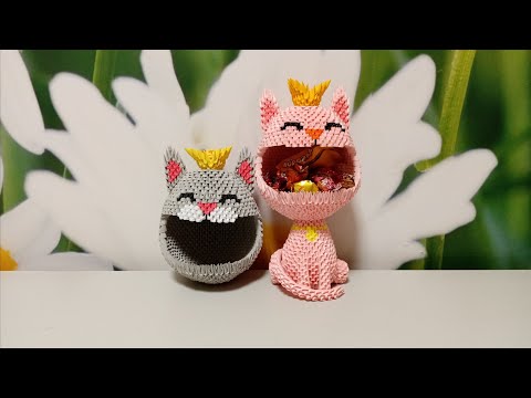 Видео: Конфетница (кот-проглот) модульное оригами (мастер-класс) 1 часть