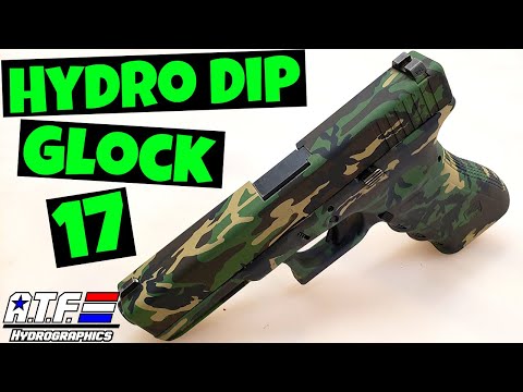 Видео: HYDRO DIP GLOCK 17 9 мм — камуфляж Woodland Army — гидрографика ATF