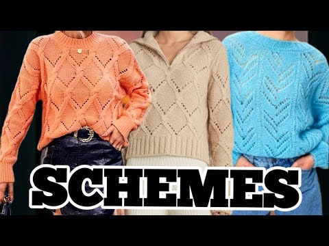 Видео: Схемы вязания красивых свитеров для женщин. Knitting patterns for beautiful sweaters for women.
