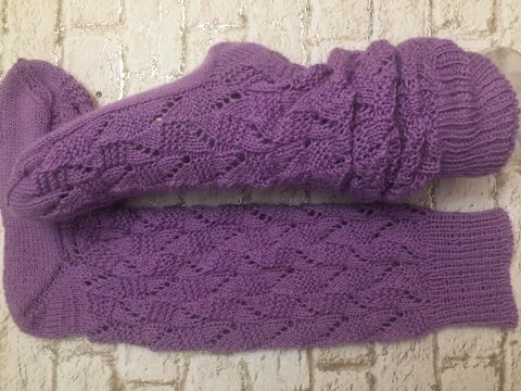 Видео: Гольфы - носки ажурные 2 пятка бумеранг