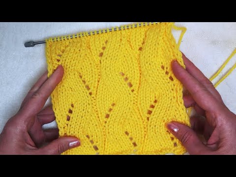 Видео: Осенняя фантазия. Ажурная вертикальная волна спицами. Схема узора в видео.  235