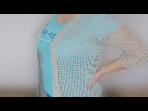 Видео: Кардиган сеткой, вязание крючком 😊