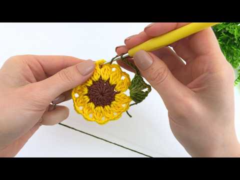 Видео: Квадратный цветок ПОДСОЛНУХА для вдохновения вашего вязания крючком