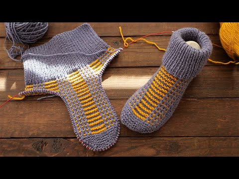 Видео: Следки в норвежском стиле спицами 🇸🇯 Norwegian knitted slippers