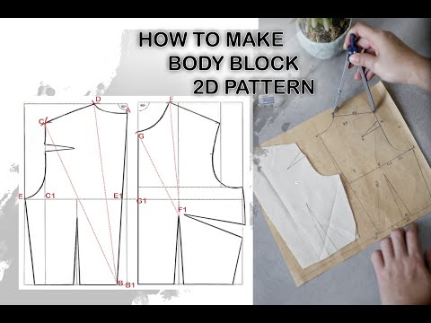 Видео: Учебник по шитью : Как сделать 2D выкройку бодиблока - 1/2