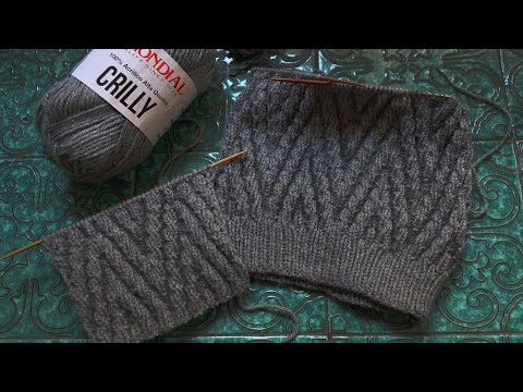 Видео: Двухсторонний теневой зигзаг спицами ⚔ Double-sided zigzag knitting pattern