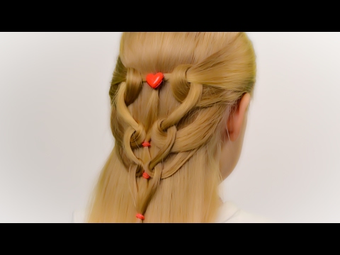Видео: Простые и быстрые прически с сердечками ко дню Святого Валентина. Простая и быстрая прическа #24