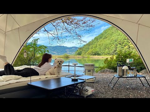 Видео: Уютный роскошный кемпинг в большой прозрачной капсуле на берегу озера.camping-vlog