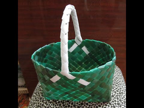 Видео: Ручка для корзинки из ПЭТ-ленты ("объёмная косичка")