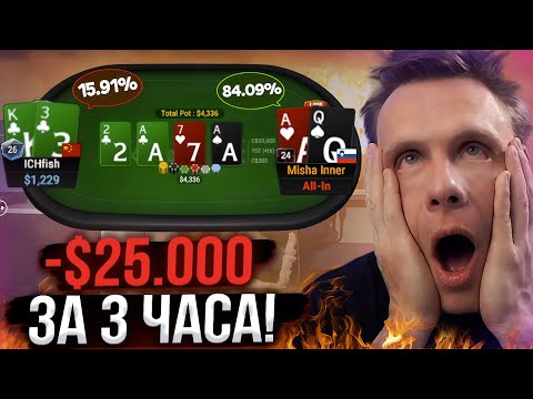 Видео: Как я проиграл $25.000 в покер за 3 часа | Покер хайлайты Миши Иннера