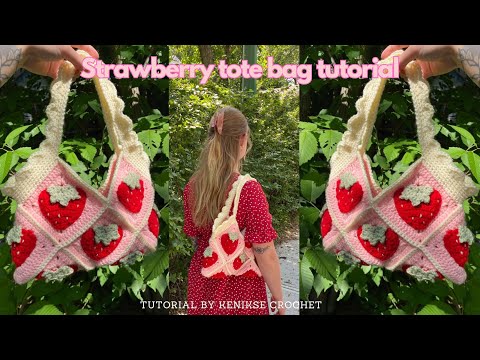 Видео: Урок по вязанию крючком сумки-шоппера «бабушкин квадрат» в стиле клубники от Kenikse Crochet