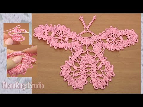 Видео: How to Crochet Bruges Butterfly Урок 15 часть 2 из 3 Бабочка крючком в технике брюггского кружева