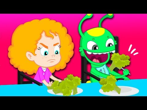 Видео: Groovy Марсианин & Phoebe - Вы голодны? Груви учит детей есть овощи