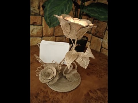 Видео: Подсвечник и Салфетница из джута Джутовая филигрань