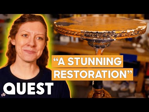 Видео: Эксперт по позолоте великолепно реставрирует винный столик эпохи Регентства | Охотники за спасени...