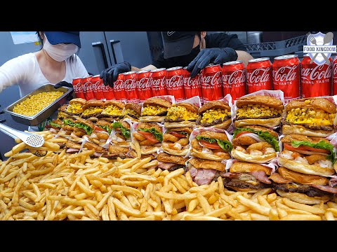 Видео: 500 продано за один день!! 3 вида американских бургеров ручной работы / корейская уличная еда