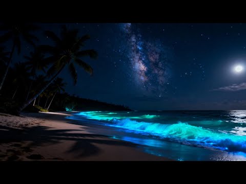 Видео: Океанские волны ночью 🌴🌌 Нежная атмосфера океана для сна, спокойствия и исцеления | Без рекламы 💤