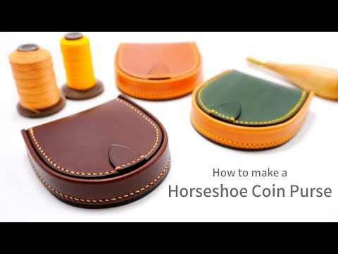 Видео: [Поделка из кожи] Как сделать кошелек для монет в виде подковы [PDF-файл опубликован]