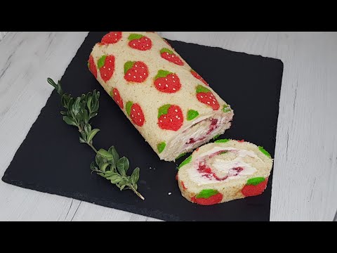 Видео: Рулет с Рисунком без теста для рисования и вкуснейший Творожный крем
