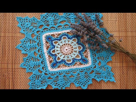 Видео: КВАДРАТНАЯ САЛФЕТКА С ОЧЕНЬ КРАСИВЫМ МОТИВОМ КРЮЧКОМ. ЧАСТЬ 1