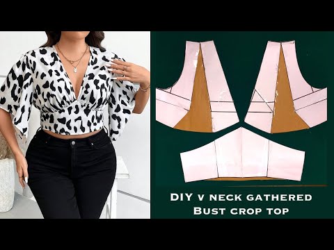 Видео: КАК СШИТЬ УКОРОЧЕННЫЙ ТОП С ГЛУБОКИМ V-ОБРАЗНЫМ ВЫРЕЗОМ, ПРИСБОРЕННОЙ НА БЮСТЕ И V-ОБРАЗНЫМ РУКАВ...