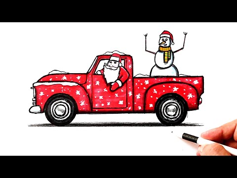 Видео: Как нарисовать машину Деда Мороза ❄️ ⛄