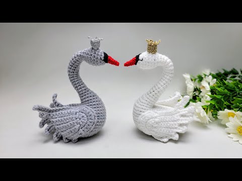 Видео: Элегантные амигуруми лебеди-пара – простой урок вязания для начинающих