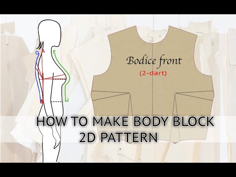 Видео: Учебник по шитью : Как сделать 2D выкройку бодиблока - 2/2