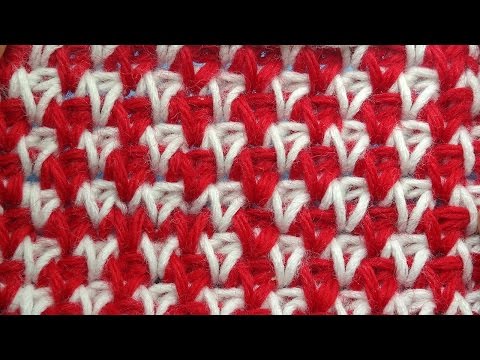 Видео: Жакардовые узоры вязания Tunisian crochet pattern  34