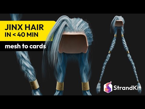 Видео: Создаём причёску Джинкс в Blender БЫСТРО | 40-минутный рабочий процесс StrandKit