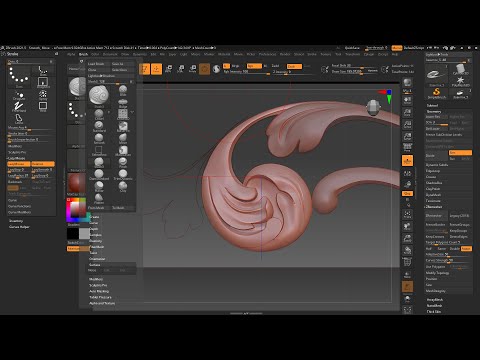 Видео: 2. Лепка резного декора в ZBrush 2021. Типы кистей в ZBrush. Разбираем  кисти групп Move и Clay.