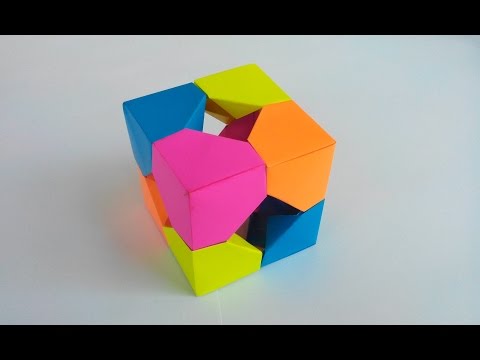 Видео: Куб с отверстиями по бокам оригами, Cube with holes on the sides of origami
