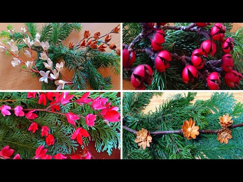 Видео: Декоративные ветки из природных материалов и шишек.Цветы из шишек.Flowers  from natural  materials .