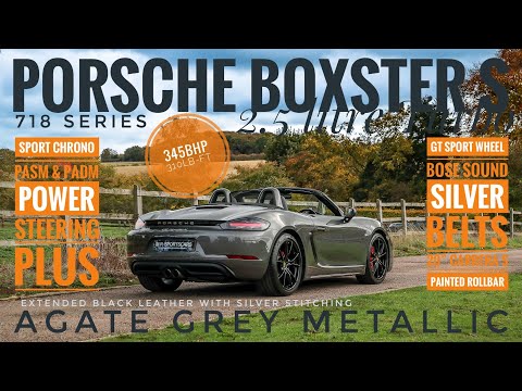 Видео: Porsche 718 Boxster S 982 2.5T Agate Grey Extended Black Leather Chrono PASM BOSE 2017MY продаётс...