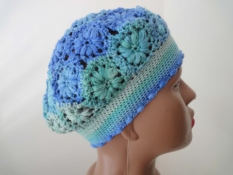 Видео: Берет из мотивов Часть 1 Beret of floral motifs Crochet Part 1