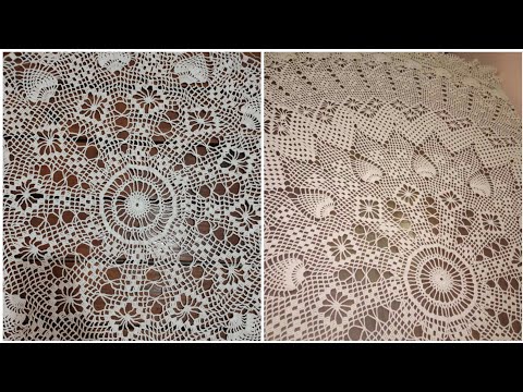 Видео: Скатерть крючком из пряжи 1000 Penguin. Часть 5.