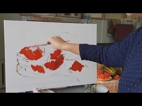 Видео: Мастер-класс. Живопись акрилом. Натюрморт с арбузом.