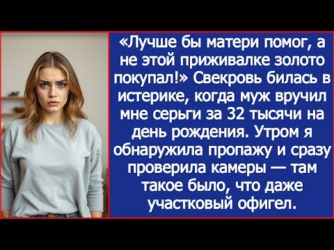 Видео: Свекровь билась в истерике, когда муж вручил мне серьги за 32 тысячи на день рождения