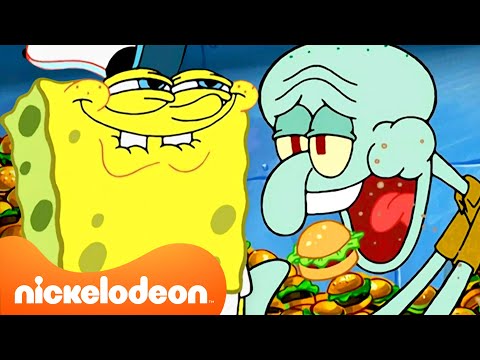 Видео: Губка Боб | Самые вкусные моменты Спанч Боба! 🍔 | 1 час еды | Nickelodeon Cyrillic