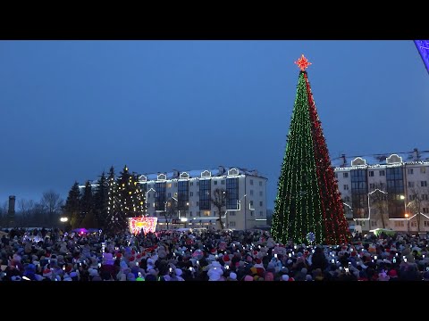 Видео: Традиция на главной площади Пинска. Раз, два, три! Ёлочка, гори!