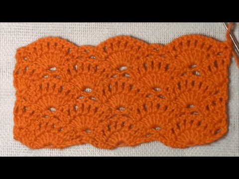 Видео: Узор веер крючком, схема