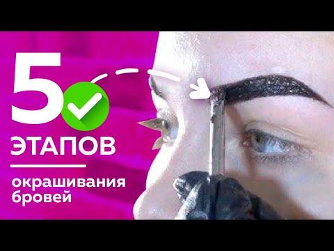 Видео: ПОЭТАПНОЕ окрашивание бровей краской | Секрет идеальных бровей от Жени Волокитиной