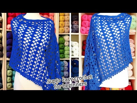 Видео: Как связать простую шаль быстрым ажурным швом крючком.