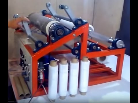 Видео: Станок для перемотки стрейч пленки с продольным резом настольный