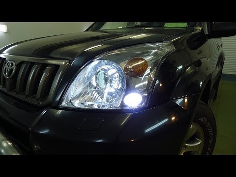 Видео: Prado 120 установка би светодиодных линз Optima Замена стекла фары на Land Cruiser Prado 120