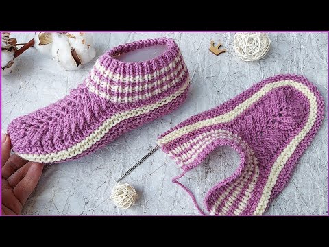 Видео: Следки на двух спицах без шва на подошве. МК для начинающих.