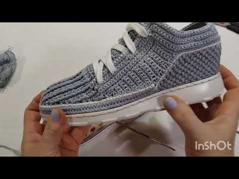 Видео: Мокасины вязаные крючком. Как вязать задник, бортик. Часть 1.