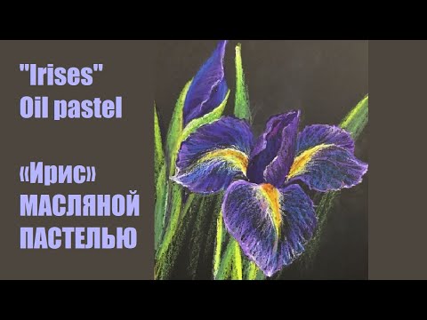 Видео: "Irises" Oil pastel. «Ирис» МАСЛЯНОЙ ПАСТЕЛЬЮ